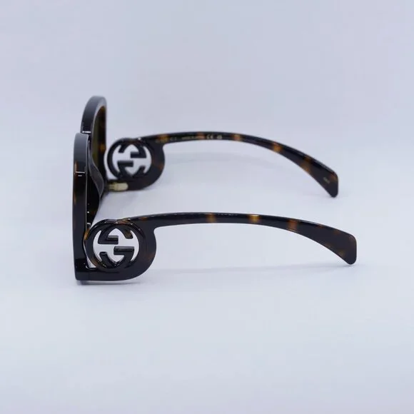 Gucci GG1326S 007 Sunglasses Dark Havana Square Frame, Brown Mirror Lenses - Picture 8 of 11